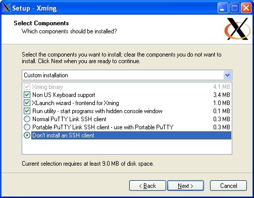 Installing Xming - No SSH client